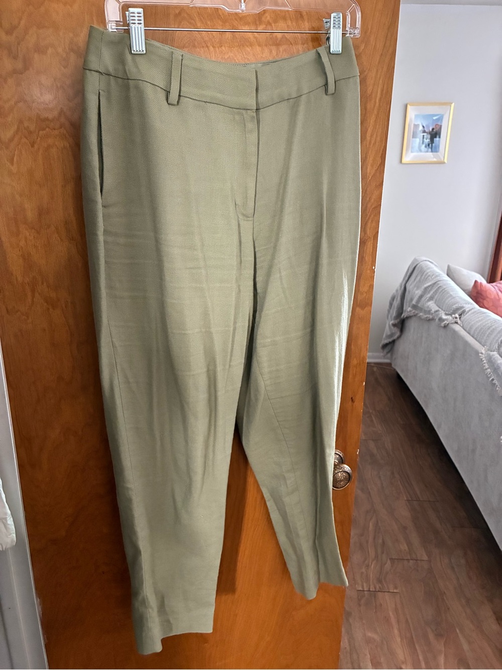 H&M Olive Green Men's Dress Pants - Tailored Straight Leg